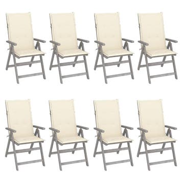 vidaXL Tuinstoelen 8 st verstelbaar met kussens acaciahout, Jardin & Terrasse, Verzenden