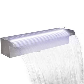 vidaXL Zwembadwaterval met LEDs rechthoekig 45 cm roestvrij, Verzenden, Nieuw