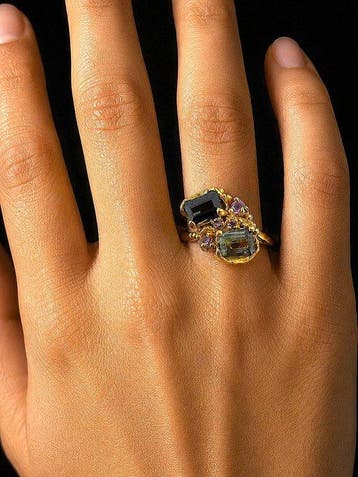 Toermalijn - Zilver, 925 - Ring - Sculpturale elegantie