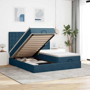 vidaXL Bed poef met matrassen en leds 200x200 cm fluweel, Verzenden, Nieuw