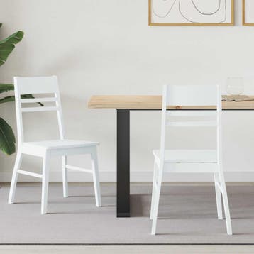 vidaXL Eetstoelen 2 st Massief Rubberhout Wit 43 x 54 x 89, Verzenden, Nieuw