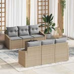 vidaXL Bankstel met kussen met opslag 7 pcs Beige en Grijs, Verzenden, Nieuw