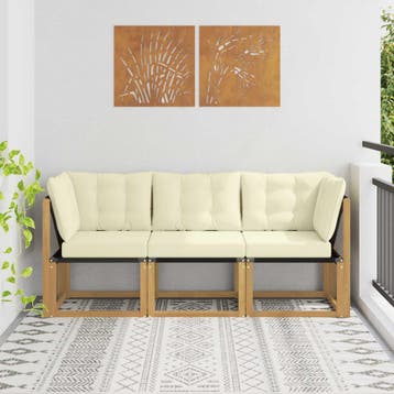 vidaXL 3 st Outdoor Midden- en Hoekbank Wit, Verzenden, Nieuw