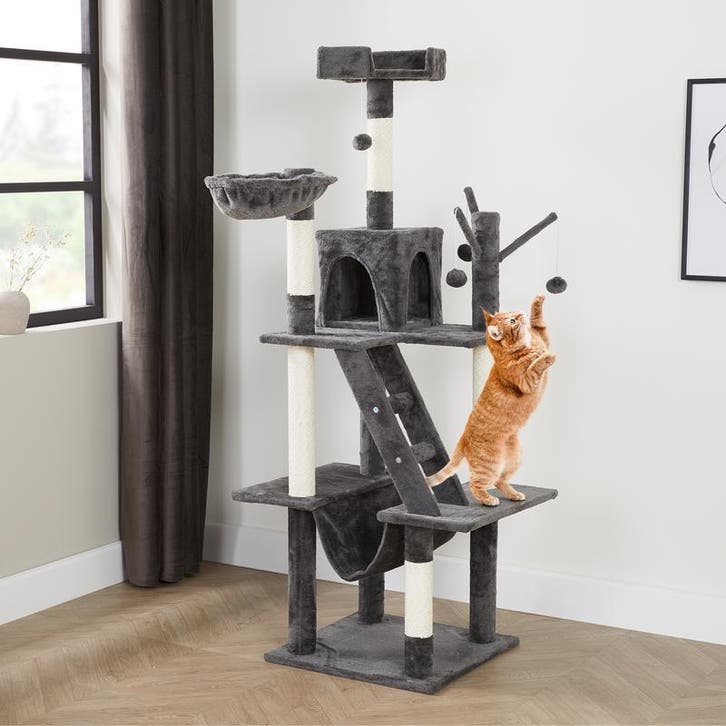 Arbre à chat XXL - anthracite - 156 x 72 x 69 cm, Huis en Inrichting, Woonaccessoires | Overige, Verzenden