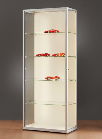 *TIP*  Luxe vitrinekast aluminium 80 cm met achterwand en L, Ophalen of Verzenden