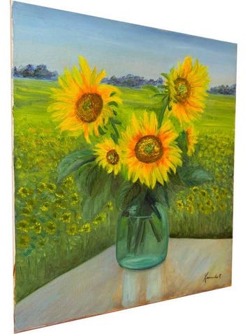 Ekaterina Dzuba (1982) - Tournesols au Cœur d’un Champ de