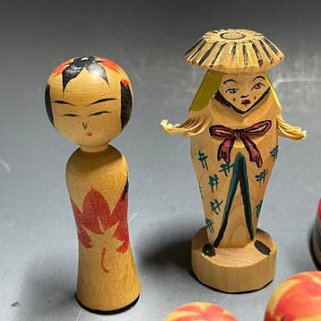 Curious set of Traditional Japanese | Mini Kokeshi Doll -, Antiquités & Art, Antiquités | Jouets