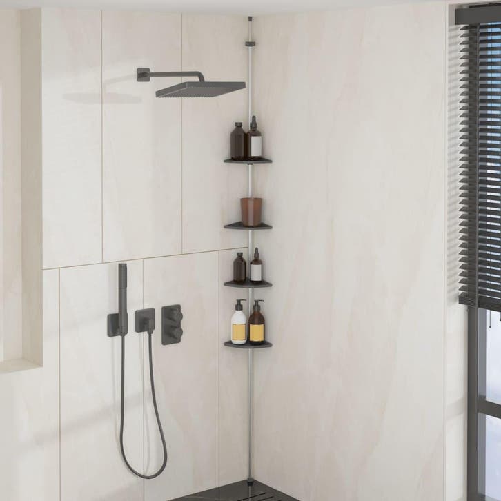 vidaXL Doucherekje 4-laags telescopisch hoekmodel aluminium, Huis en Inrichting, Badkamer | Badtextiel en Accessoires, Nieuw, Verzenden