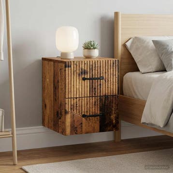 vidaXL Muurbevestigde Nachttafel 2 st Oud hout 34,5 x 33 x, Verzenden, Nieuw