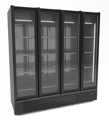 Koelkast 4 Glasdeuren Zwart 1850 liter, Articles professionnels, Verzenden