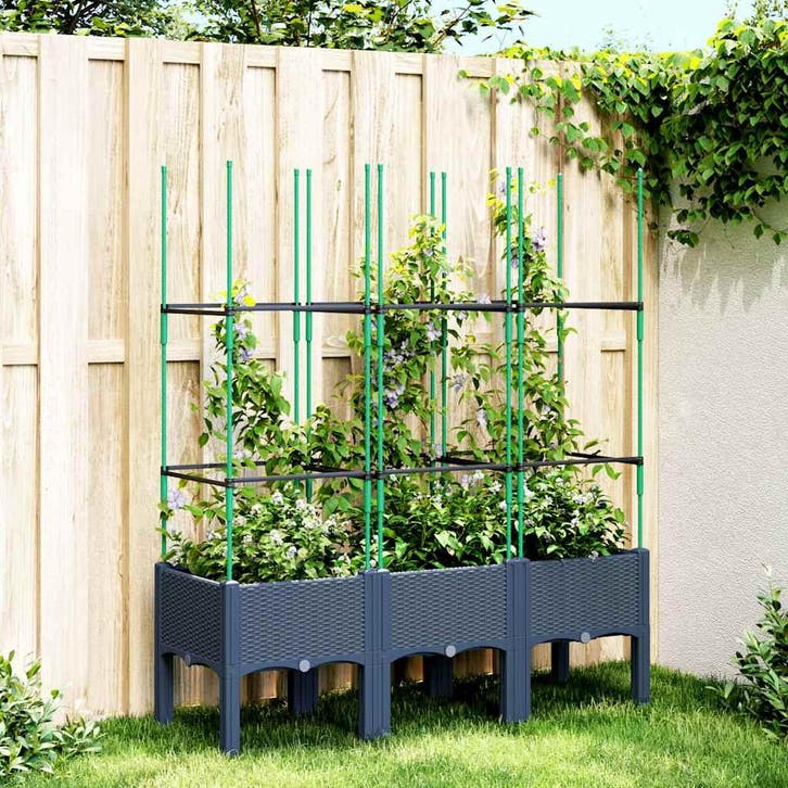vidaXL Plantenbak met latwerk 120x40x142,5 cm polypropeen, Tuin en Terras, Bloempotten, Nieuw, Verzenden