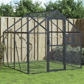 vidaXL Volière 1,79x2x1,85 m aluminium antracietkleurig, Verzenden, Nieuw