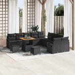 vidaXL Tuinbank Set met kussen met opslag 13 pcs Zwart, Verzenden, Nieuw