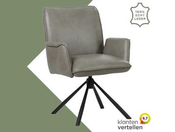 Leren draaibare eetkamerstoel Elite - Granada Steel (grijs), 60 tot 90 cm, Nieuw, Leer, Ophalen of Verzenden