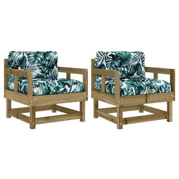 vidaXL Tuinstoelen 2 st met kussens geïmpregneerd grenenhout, Verzenden, Nieuw
