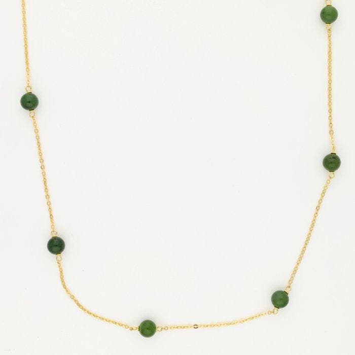 Halsketting - 18 karaat Geel goud Jade, Handtassen en Accessoires, Kettingen