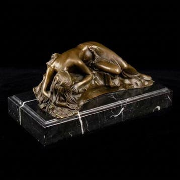 Statue, “Sleeping Beauty” - 10 cm - Bronze, Marbre