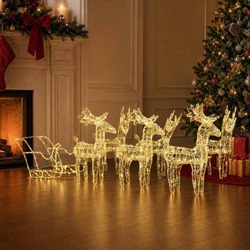 vidaXL Kerstversiering rendieren en slee 320 LEDs acryl, Diversen, Verzenden, Nieuw