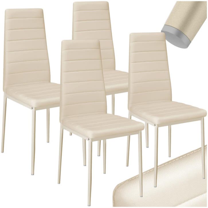 Eetkamerstoelen, kunstleer - beige, Set van 4, Maison & Meubles, Chaises, Envoi