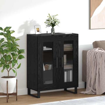 vidaXL Dressoir Zwart Eiken 69,5 x 34 x 90 cm Bewerkt hout, Verzenden