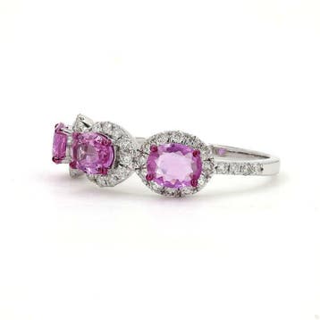 Eeuwigheidsring - 14 karaat Witgoud - 1.51ct. tw. Saffier -