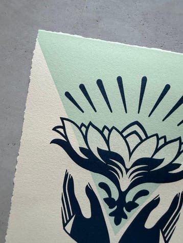 Shepard Fairey (OBEY) (1970) - Lotus Hands (teal)