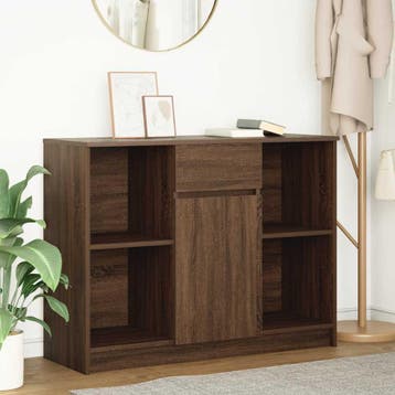 vidaXL Dressoir met lade 101x35x76 cm spaanplaat bruin, Verzenden, Nieuw