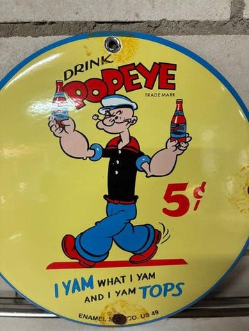Standard Gasoline - Popeye emaille reclamebord – Drink