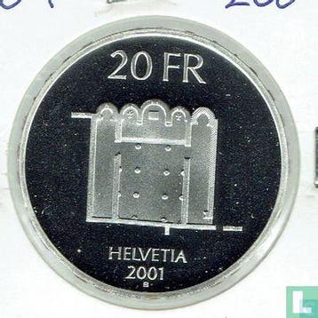 Zwitserland 20 franc 2001 (PROOF) Abbey of Müstair, Verzenden, Losse munt