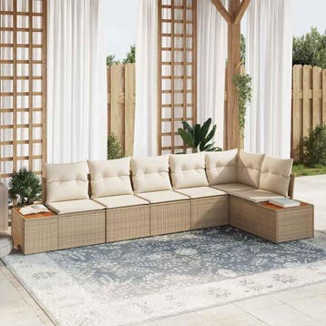 vidaXL Tuinbank Set 6 st 6-Aantal zitplaatsen Beige en Crème, Verzenden, Nieuw