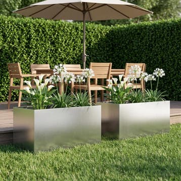 vidaXL Plantenbak 2 st zilver 80 x 50 x 50 cm Roestvrij, Verzenden