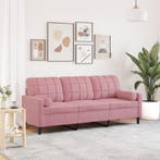 vidaXL Driezitsbank met sierkussens 180 cm fluweel roze, Verzenden