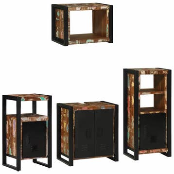vidaXL Badkamermeubel Set met lade 4 pcs Massief, Huis en Inrichting, Badkamer | Badkamermeubels, Verzenden, Nieuw