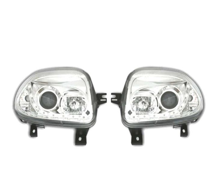 PHARES RENAULT CLIO 98-01 DAYLIGHT LED FOND CHROMÉ, Autos : Pièces & Accessoires, Éclairage, Envoi