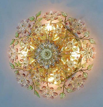 PALWA - PALWA - Plafondlamp - Verguld messing, Kristal