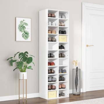 vidaXL Schoenenkast 54x34x183 cm bewerkt hout wit, Verzenden, Nieuw