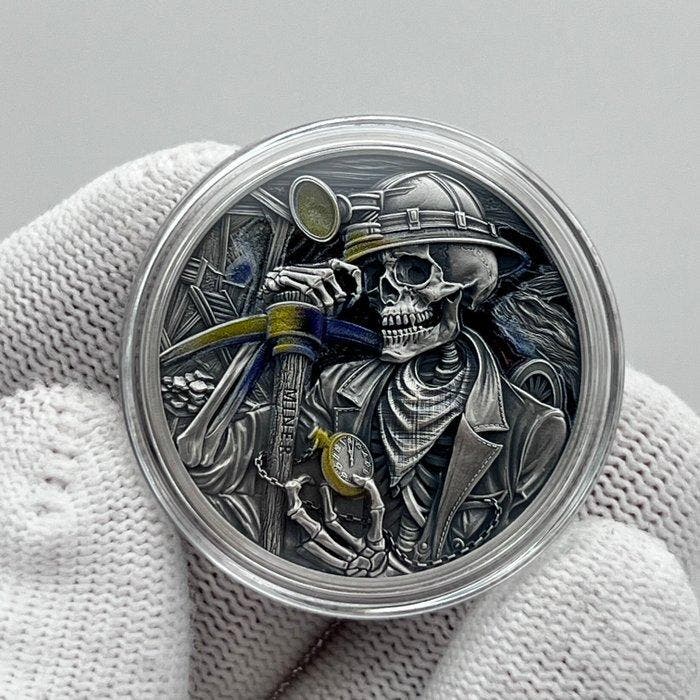 Ghana. 5 Cedis 2025 – Memento Mori: Miner – 1 oz Silver coin, Postzegels en Munten, Munten | Europa | Niet-Euromunten