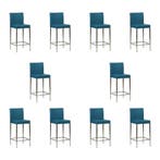 Set van 10 Leren barkrukken Break laag - Toledo Turquoise, Nieuw, Leer, Ophalen of Verzenden, 90 cm of meer