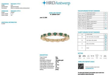 Ring - 14 karaat Geel goud - 1.01ct. tw. Smaragd - Diamant