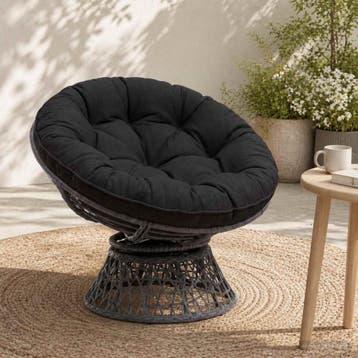 vidaXL Hangstoel Kussen VIANEN 100% Polyester Zwart Ø 60 x, Verzenden, Nieuw