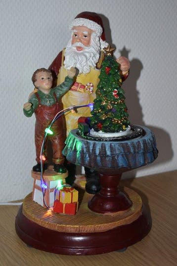 Decoratief ornament - Lumineo - kerstman en kindje met, Nieuw
