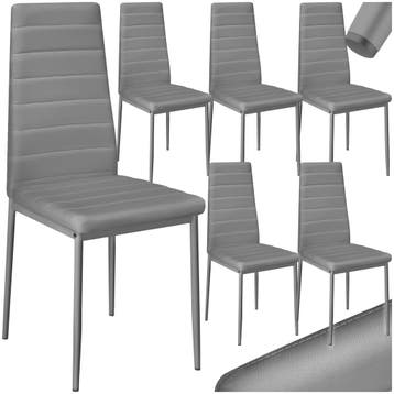 Eetkamerstoelen, kunstleer - grijs, Set van 6, Huis en Inrichting, Verzenden, Nieuw