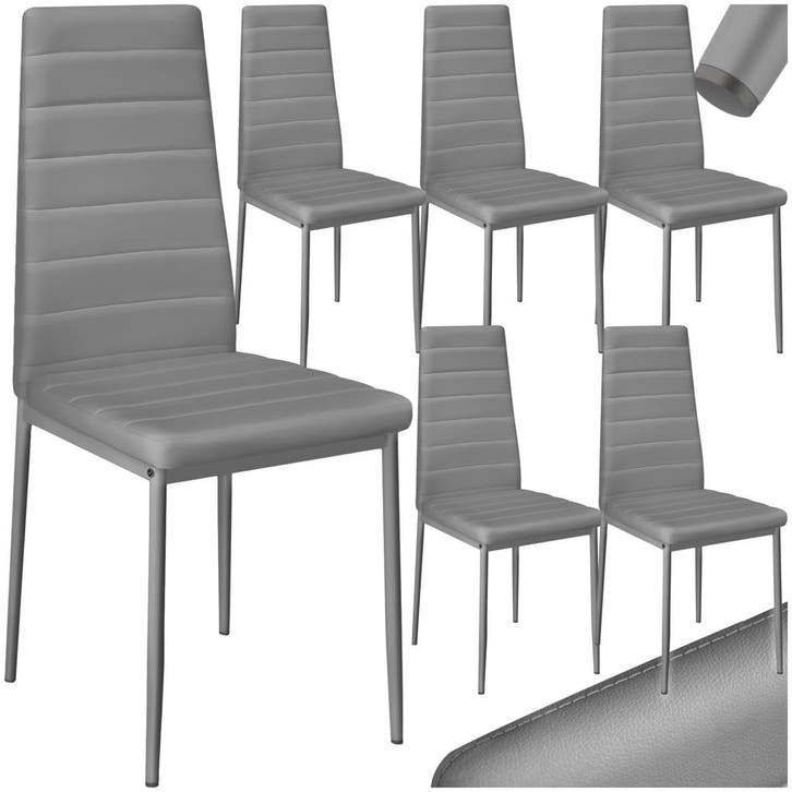 Eetkamerstoelen, kunstleer - grijs, Set van 6, Maison & Meubles, Chaises, Envoi
