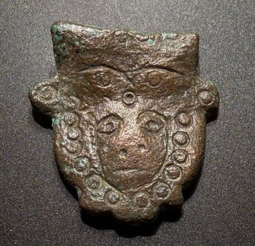 Oud-Romeins Brons Hoofd van de held Hercules met een