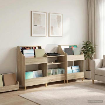 vidaXL Media Planken Set 3 st Sonoma Eiken 212 x 46 x 112 cm, Verzenden, Nieuw