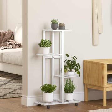 vidaXL Bloemenstandaard met wielen 4-laags 44x23x80 cm ijzer, Verzenden, Nieuw