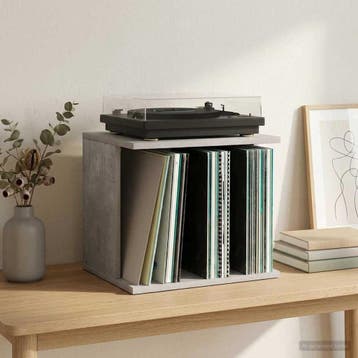 vidaXL Vinyl Platen Opslag Betongrijs 42 x 33 x 36 cm, Verzenden, Nieuw