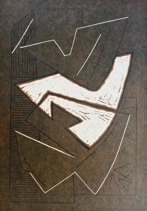 Alberto Magnelli (1888-1971) - La Ferrage - Linogravure, Antiek en Kunst, Antiek | Overige Antiek
