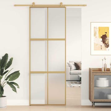 vidaXL Schuifdeur 76x205 cm mat ESG-glas en aluminium, Verzenden, Nieuw
