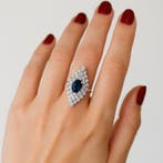 Bague - 18 carats Or blanc - 3.86ct. tw. Saphir - Diamant -, Bijoux, Sacs & Beauté